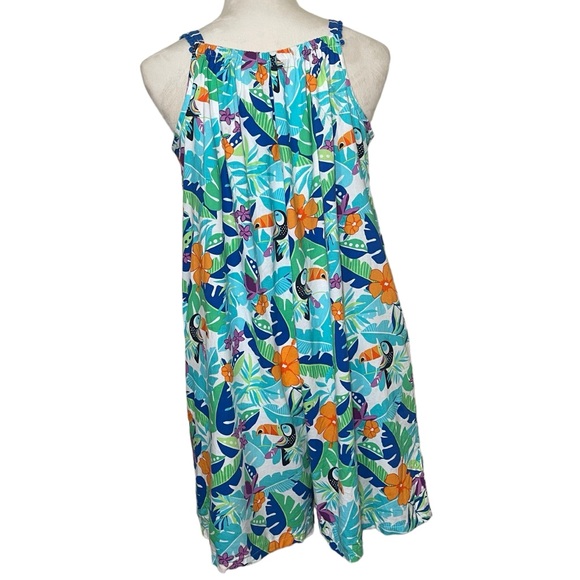 Land’s End Tropical Printed Colorful Toucan Halter Neck short Romper Size XL 16 - Picture 7 of 13